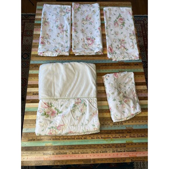 Sweet Jojo Designs 5pcs Crib Bedding Sheet Blanket Curtains Cabbage Roses Boho - Picture 1 of 11